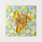 Sicily Trinacria Sicilian Italien Lemon Blue Wandteppich (Vorderseite (Horizontal))