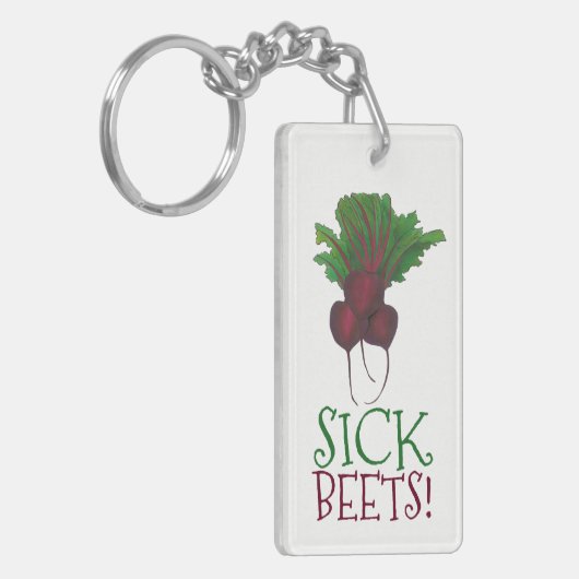 Sick Beets (Beats) Rote Rüben Vegetarisches Funny Schlüsselanhänger (Vorderseite links)