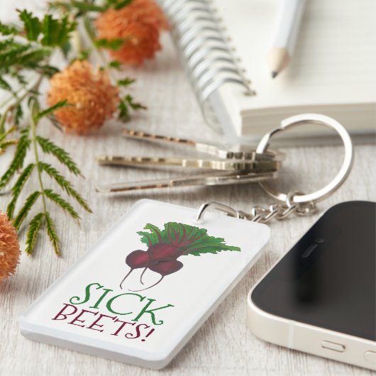Sick Beets (Beats) Rote Rüben Vegetarisches Funny  Schlüsselanhänger (Vorderseite rechts)