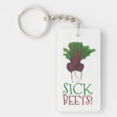 Sick Beets (Beats) Rote Rüben Vegetarisches Funny Schlüsselanhänger (Vorderseite)
