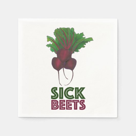Sick Beets (Beats) Rote Rüben Vegetarisches Funny Serviette (Vorderseite)