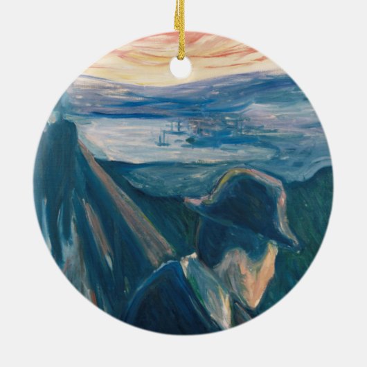 Sick Mood at Sunset, Despair (von Edvard Munch) Keramik Ornament (Hinten)