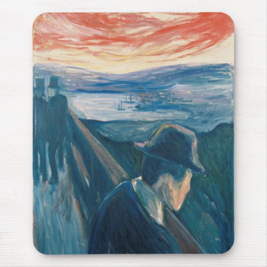 Sick Mood at Sunset, Despair (von Edvard Munch) Mousepad (Vorne)