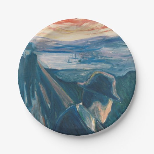 Sick Mood at Sunset, Despair (von Edvard Munch) Pappteller (Vorderseite)