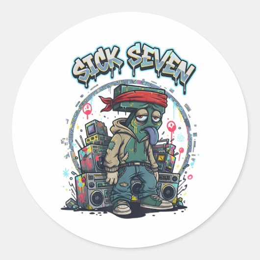 Sick Seven 67 Graffiti Meme Six Seven Fun Street U Runder Aufkleber (Vorderseite)