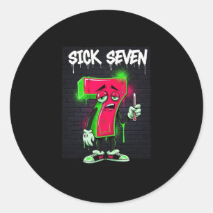 Sick Seven 67 Meme Halloween-Kostüm Spaß Retro Hum Runder Aufkleber