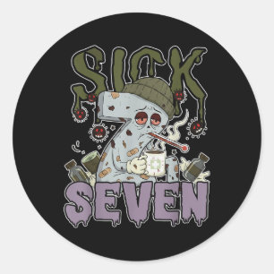 Sick Seven Meme T-Shirt 67 Sechs Sieben Lustspiele Runder Aufkleber