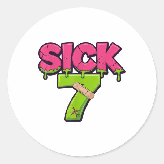 Sick Seven Meme Tee Six Seven Fun Wordplay Drip _2 Runder Aufkleber (Vorderseite)