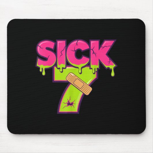 Sick Seven Meme Tee Six Seven Fun Wordplay Drip Mousepad (Vorne)