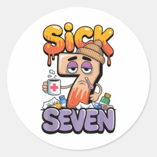 Sick Seven Six Seven 6 7 Lustig 67 Gen Alpha Slang Runder Aufkleber