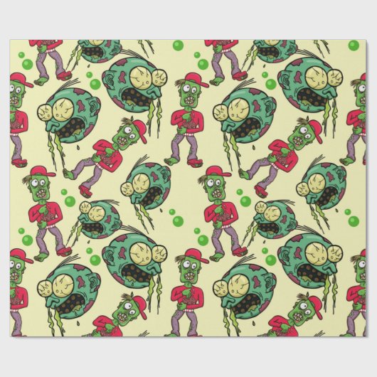 Sick Zombie Pattern Geschenkpapier (Flach)