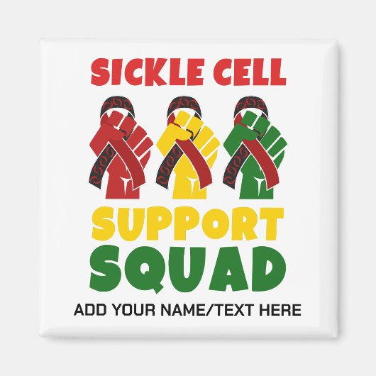 SICKELZELLENUNTERSTÜTZUNG SQUAD-Individuelle Name Magnet (Vorne)