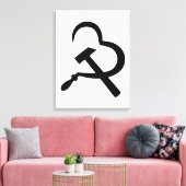 Sickle And Hammer, Heart, Love, Communism Leinwanddruck (Insitu (Wohnzimmer))