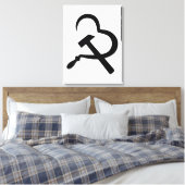 Sickle And Hammer, Heart, Love, Communism Leinwanddruck (Insitu (Schlafzimmer))