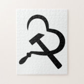 Sickle And Hammer, Heart, Love, Communism Puzzle (Vertikal)