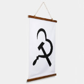 Sickle And Hammer, Heart, Love, Communism Wandteppich Mit Holzrahmen (Gewinkelt)