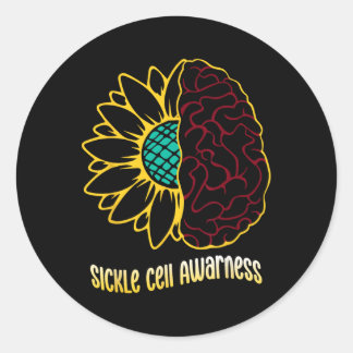 Sickle Cell Awareness Sonnenblumen Grüne Band Fami Runder Aufkleber
