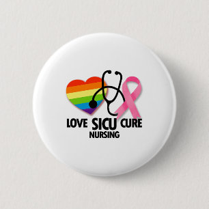 Sicu Icu Nurse Rn Breast Cancer Awareness Button