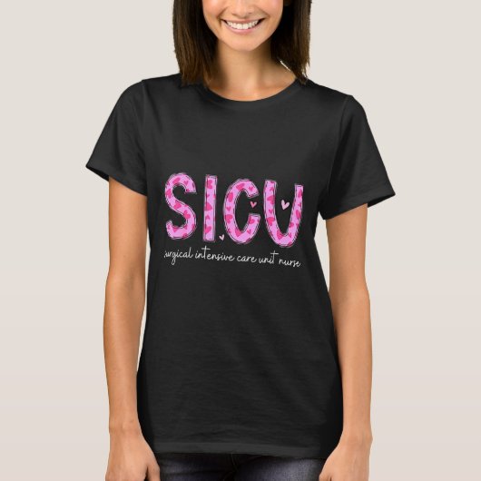 Sicu Nurse Heart Valentines Day Surgical Intensive T-Shirt (Vorderseite)