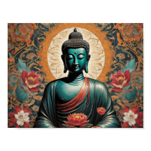 Siddarta Gautama Buddha in Meditation mit Blumen