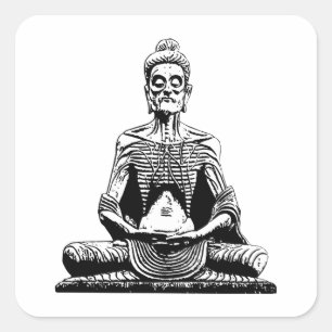 Siddhartha Fasting Buddha Meditating Quadratischer Aufkleber