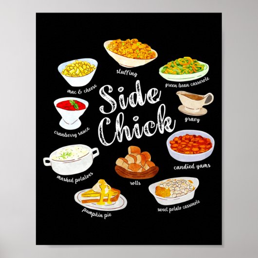 Side Chick,funny Thanksgiving Dishes Gift Tee Men Poster (Vorne)