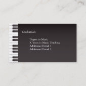 Side Classic Keyboard Keys Music Piano Teacher  Visitenkarte (Rückseite)