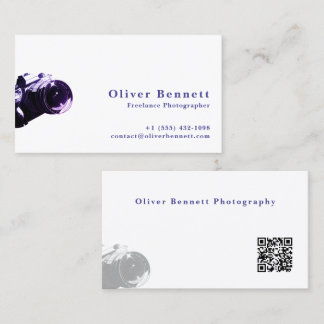 Side-cut PurpleDesign Camera Photographer QR Code Visitenkarte