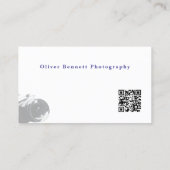 Side-cut PurpleDesign Camera Photographer QR Code Visitenkarte (Rückseite)