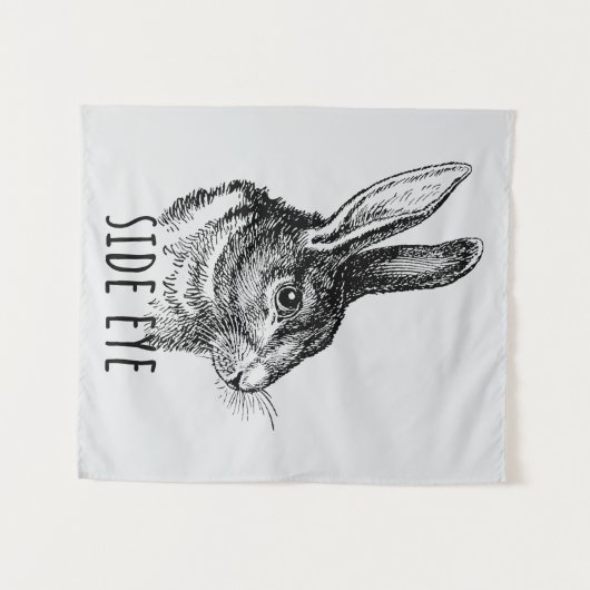 Side Eye Funny Bunny Wandteppich (Vorderseite (Horizontal))