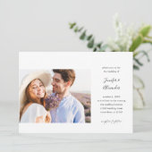 Side Foto Calligraphy Wedding Einladung (Stehend Vorderseite)