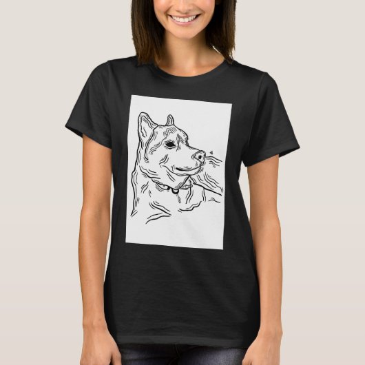 Side Husky Illustration Art Long T-Shirt (Vorderseite)