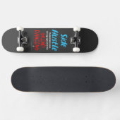 Side Hustle vs. Grind Dancing Neon Blue Text Skateboard (Horizontal)