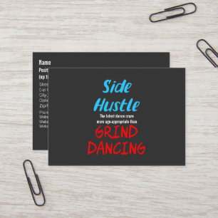 Side Hustle vs. Grind Dancing Neon Blue Text Visitenkarte