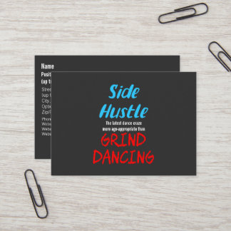 Side Hustle vs. Grind Dancing Neon Blue Text Visitenkarte