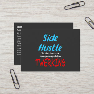 Side Hustle vs Twerking Neon Blue Text Visitenkarte