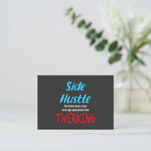 Side Hustle vs Twerking Neon Blue Text Visitenkarte (Stehend Vorderseite)