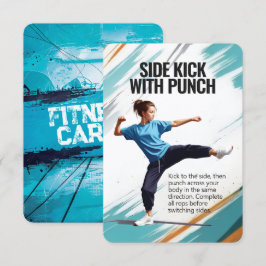 Side Kick Punch Fitness Card mit blauem Backing Save The Date