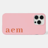 Side Monogram Initials Pink & Red Minimalist iPhone Hülle (Rückseite (Horizontal))