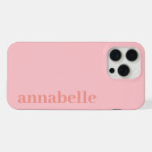 Side Monogram Name Pink Minimalist iPhone Hülle (Rückseite (Horizontal))