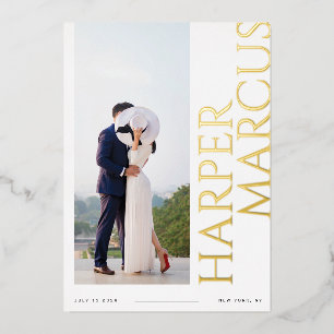 Side Names Modern Foto Save the Date Card aufzeich Folieneinladung