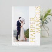 Side Names Modern Foto Save the Date Card aufzeich Folieneinladung (Stehend vorne)