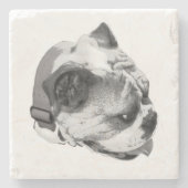 Side profile bulldog in bold monochrome| steinuntersetzer (Vorderseite)