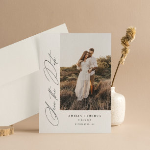 Side Script Minimalistisch Modernes Foto Hochzeit Save The Date