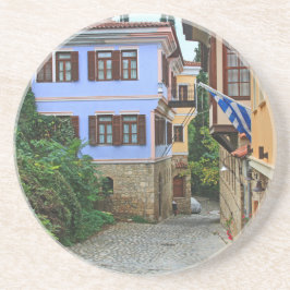 Side Street in Griechenland Runde Untersetzer