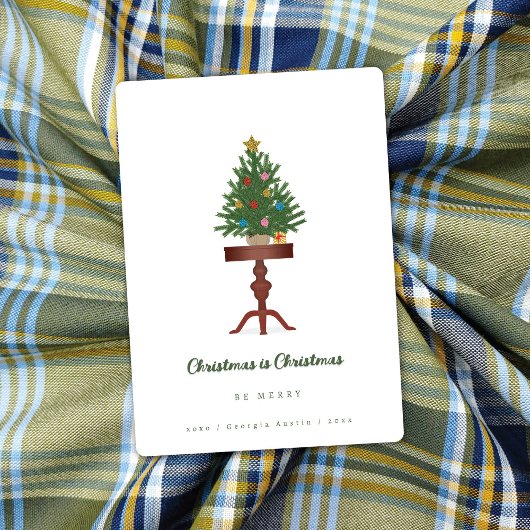 Side Table Christmas Tree Weihnachtskarte Feiertagskarte