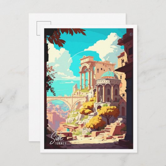 Side Turkey Art Vintage Reisevorführung Postkarte (Vorne/Hinten)