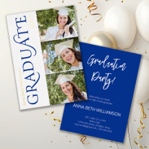 Side Typografy 3 Foto Navy Graduation Party