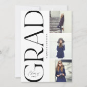 Side Typografy Abschluss 2022 3 Foto Party Einladung (Vorderseite)