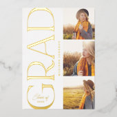 Side Typografy Abschluss 2022 3 Foto Party Folieneinladung (Vorderseite)